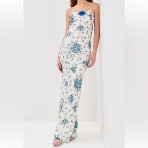 Rodarte daisy silk slip dress with rose